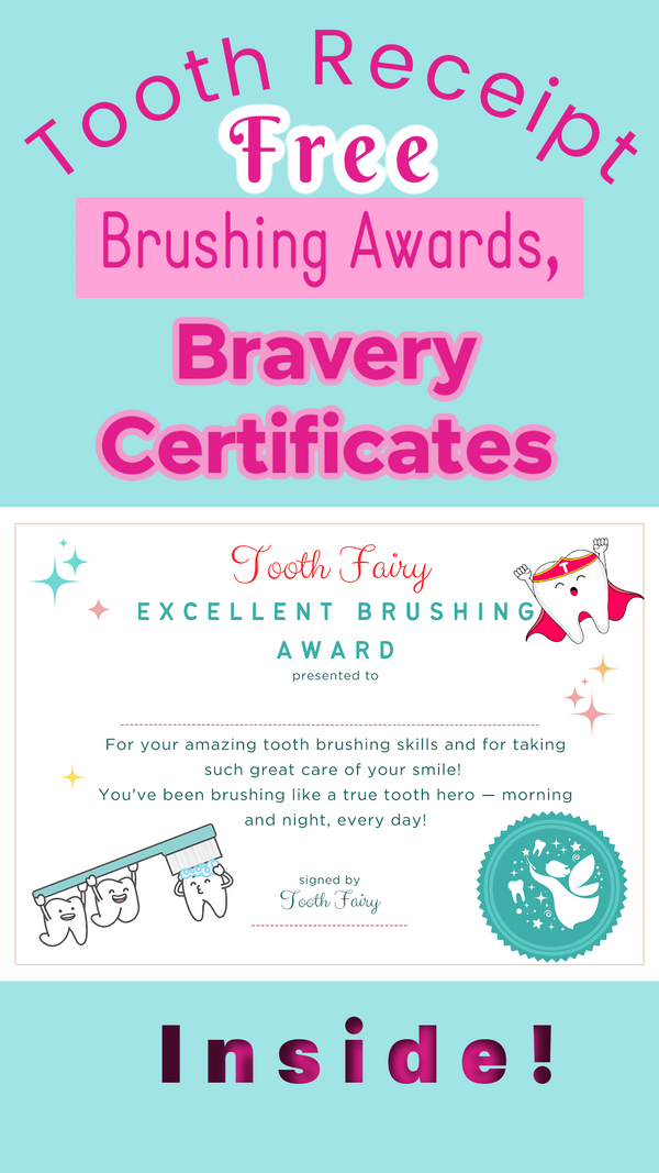 free tooth receipt, free tooth fairy awards, bravery certificate, free tooth fairy certificate, tooth fairy gifts, tooth fairy ideas, free printable for kids