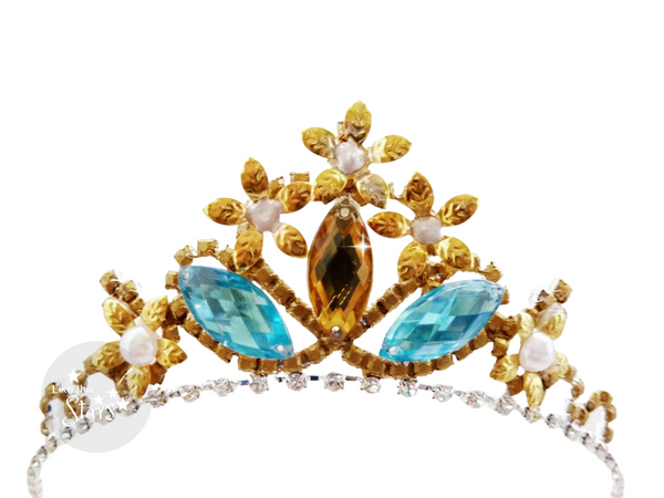 Gold Jasmine Crown blue and gold kids crown