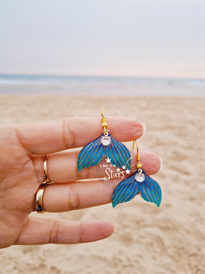 mermaid fan handmade gift earrings