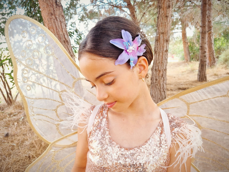 Isabella Madrigal  purple hair clip flower