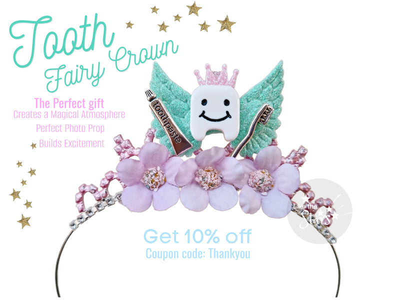 Tooth fairy gift for girls, losing baby tooth gift, tooth fairy crown tiara, 