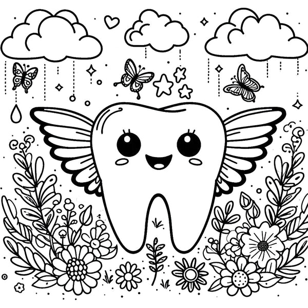 Free gift from the tooth fairy coloring page, printable for kids, tooth fairy gift ideas, kids activities