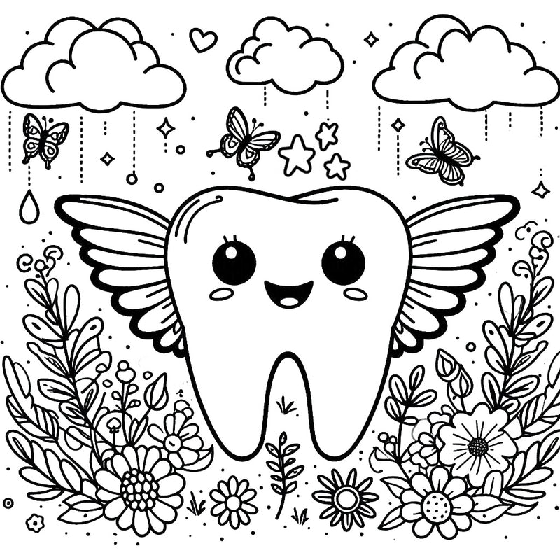 Free gift from the tooth fairy coloring page, printable for kids, tooth fairy gift ideas, kids activities