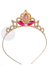 princess Aurora Tiara Gold tiara with pink gemstones on a white background
