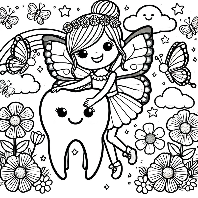 The best gift from the tooth fairy free coloring page, free printable for kids, tooth fairy gift ideas 