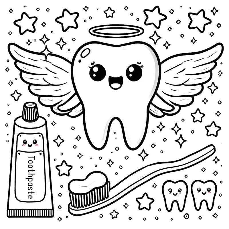 Fun activities for kids to learn about brushing teeth, Tooth Fairy educational activities, free tooth fairy coloring page, Gifts for children who lost a tooth