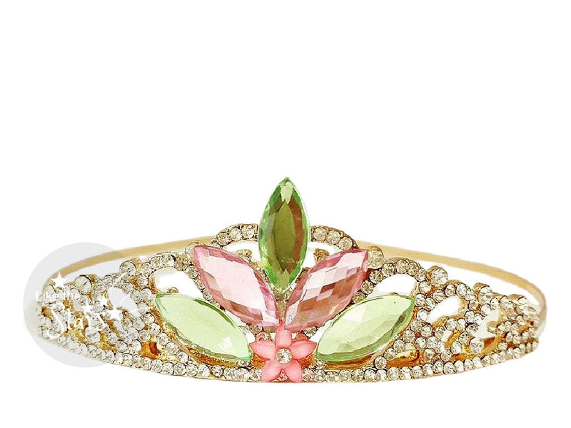 Pink Green Gold Crown tiara