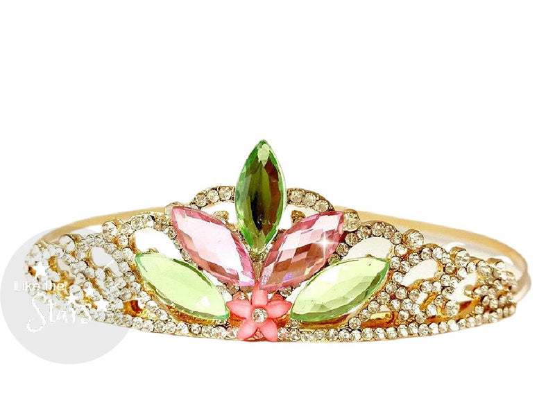 Pink Green Gold Tiara Crown