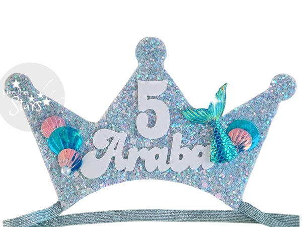 Mermaid Birthday Crown Name & number 