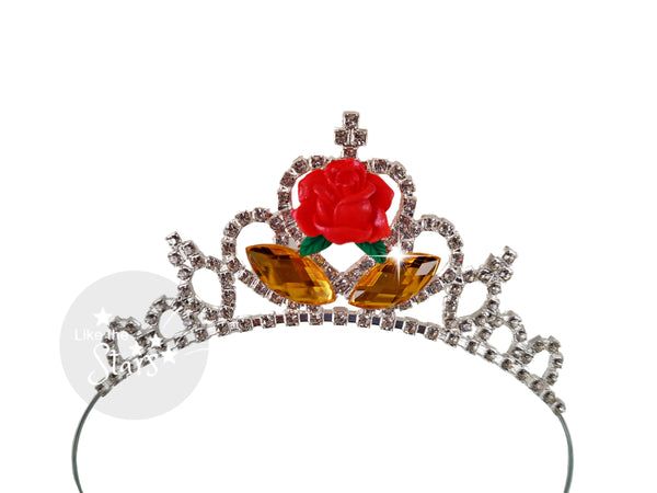 Princess Belle Tiara Crown, Red Rose Crown