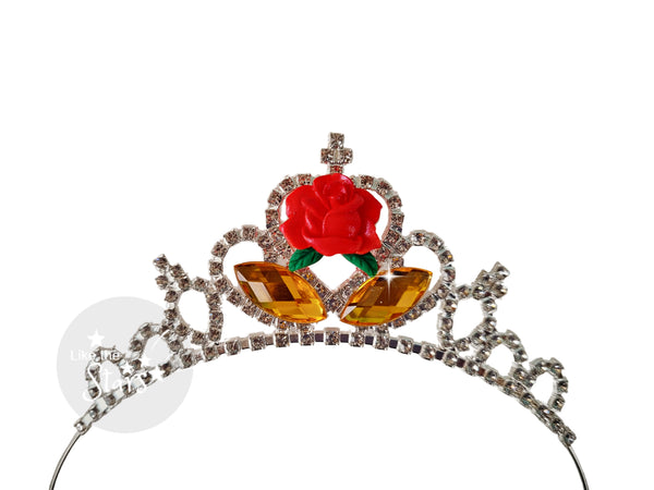 Princess Belle Crown Tiara, Red Rose Crown