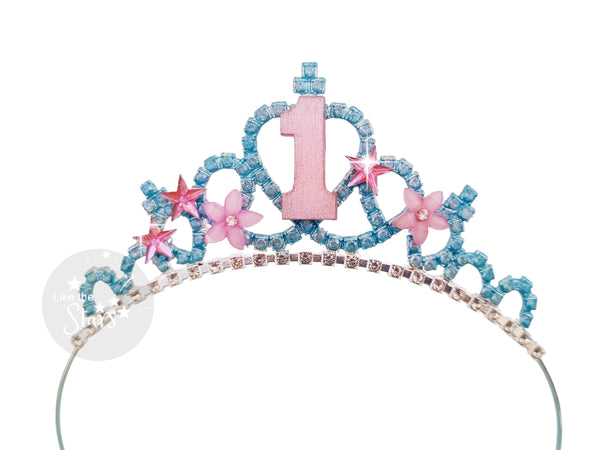toddler Birthday Crown pink and blue 