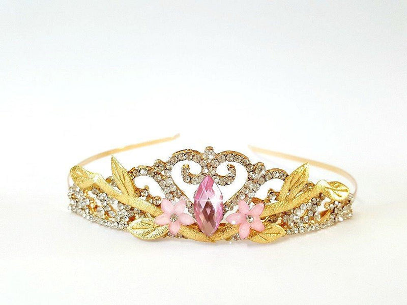 gold and pink tiara